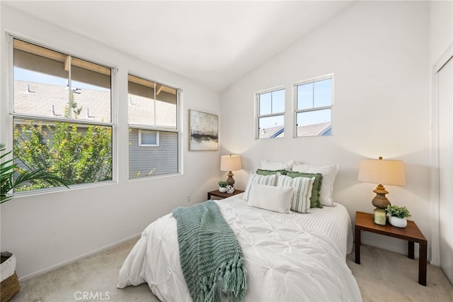 167 Iris Ln, Brea, CA 92821 - carpeted bedroom with lofted ceiling and baseboards