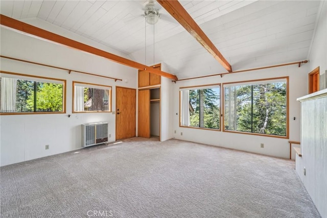 551 Raccoon Ct, Lake Arrowhead, CA 92352 - unfurnished living room featuring carpet floors and heating unit