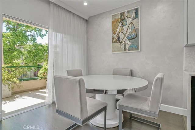 14347 Albers St Unit 207, Sherman Oaks, CA 91401 - dining area with wood finished floors and recessed lighting