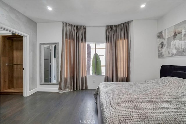 14347 Albers St Unit 207, Sherman Oaks, CA 91401 - bedroom featuring dark wood finished floors, recessed lighting, and baseboards