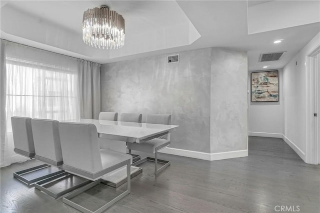 14347 Albers St Unit 207, Sherman Oaks, CA 91401 - dining room with a chandelier, wood finished floors, and baseboards