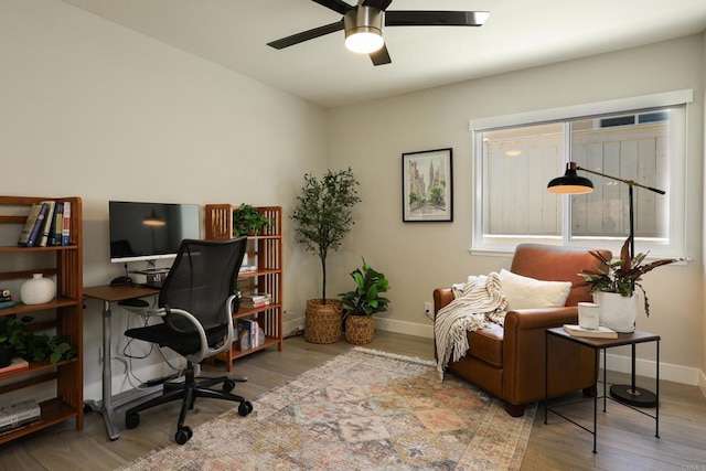 13356 Corte De Chucena, San Diego, CA 92128 - office space featuring ceiling fan, wood finished floors, and baseboards