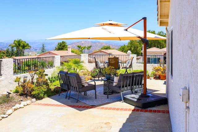 13356 Corte De Chucena, San Diego, CA 92128 - fenced backyard with a mountain view and a patio area