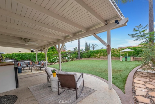 167 Camino Leon, Camarillo, CA 93012 - view of patio featuring outdoor lounge area and ceiling fan