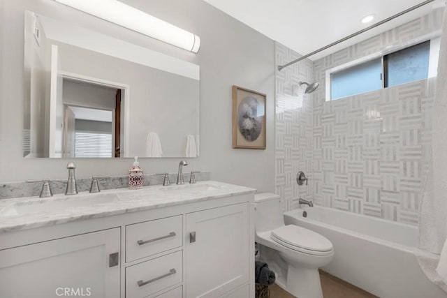 167 Camino Leon, Camarillo, CA 93012 - bathroom featuring double vanity, toilet, and shower / tub combination
