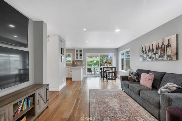167 Camino Leon, Camarillo, CA 93012 - living room featuring light wood-style flooring, baseboards, and recessed lighting