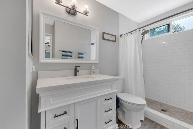167 Camino Leon, Camarillo, CA 93012 - bathroom featuring vanity, a tile shower, and toilet
