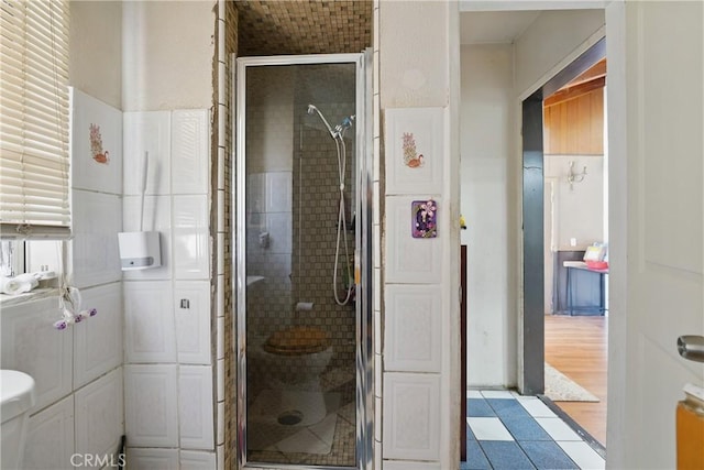 14276 Aztec St, Sylmar, CA 91342 - bathroom with tile patterned flooring and a stall shower