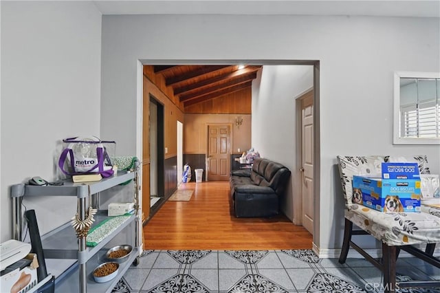 14276 Aztec St, Sylmar, CA 91342 - corridor featuring light tile patterned flooring and wood ceiling
