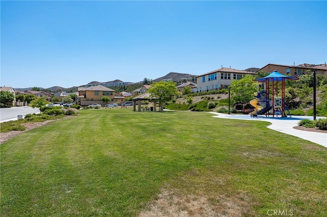 19613 Edmonds Pl, Saugus, CA 91350 - view of green lawn featuring a residential view and a gazebo