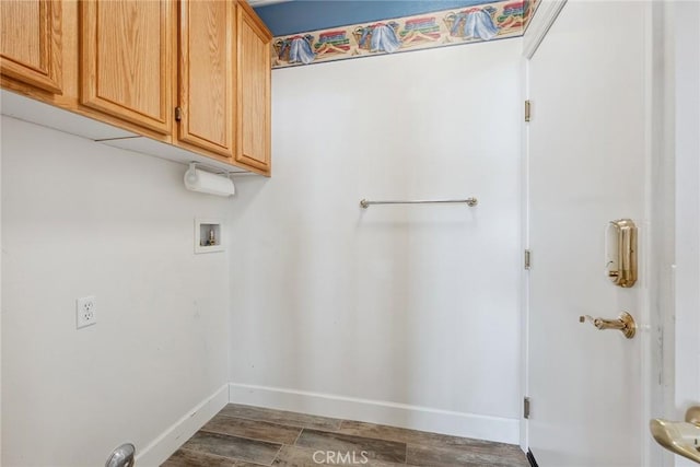 19613 Edmonds Pl, Saugus, CA 91350 - laundry area with cabinet space, hookup for a washing machine, and dark wood finished floors