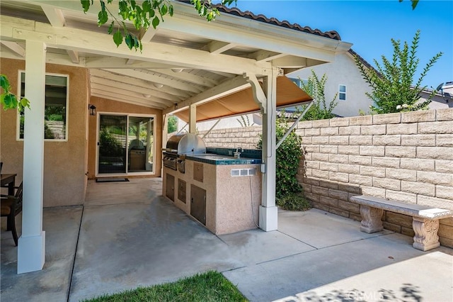 19613 Edmonds Pl, Saugus, CA 91350 - view of patio / terrace featuring an outdoor kitchen and a sink