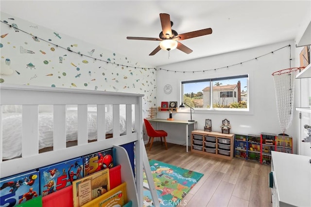 1156 W 26th St, San Pedro, CA 90731 - bedroom with wood finished floors and a ceiling fan