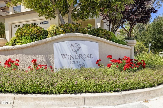 1164 Amberton Ln, Newbury Park, CA 91320 - community / neighborhood sign featuring a garage