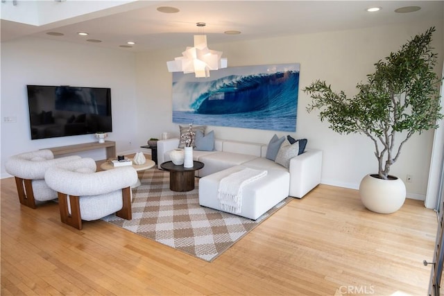 901 Summit Dr, Laguna Beach, CA 92651 - living room with wood finished floors, baseboards, and recessed lighting