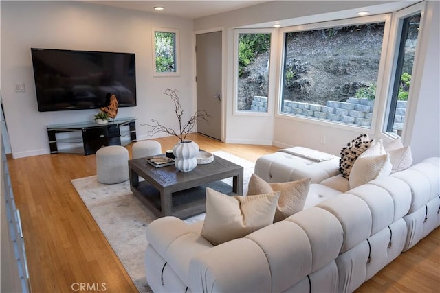 901 Summit Dr, Laguna Beach, CA 92651 - living room with recessed lighting, wood finished floors, and baseboards