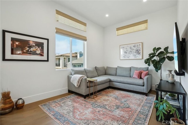 1926 Ruhland Ave Unit B, Redondo Beach, CA 90278 - living area with recessed lighting, baseboards, and wood finished floors