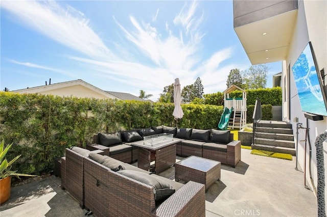 1926 Ruhland Ave Unit B, Redondo Beach, CA 90278 - view of patio with outdoor lounge area and a playground