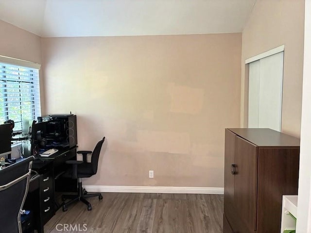2249 Montrose Ave Unit 7, Montrose, CA 91020 - office space featuring wood finished floors, baseboards, and vaulted ceiling
