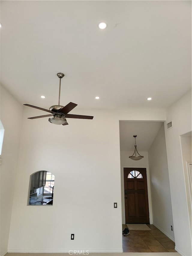 23 Gauguin Cir, Aliso Viejo, CA 92656 - entrance foyer with a ceiling fan, recessed lighting, baseboards, and light tile patterned floors