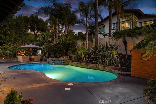 31291 Via Fajita, San Juan Capistrano, CA 92675 - view of swimming pool featuring a patio, a pool with connected hot tub, and an outdoor living space