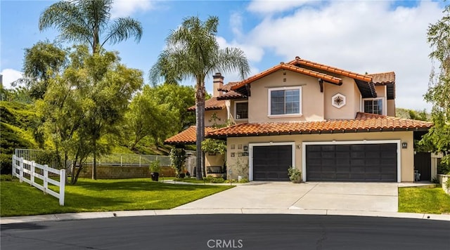 31291 Via Fajita, San Juan Capistrano, CA 92675 - mediterranean / spanish-style home with a tiled roof, driveway, stucco siding, an attached garage, and a chimney