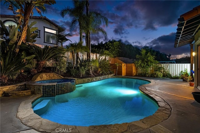 31291 Via Fajita, San Juan Capistrano, CA 92675 - view of swimming pool featuring a fenced backyard, a pool with connected hot tub, and a patio