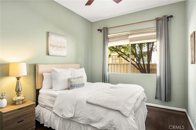 31291 Via Fajita, San Juan Capistrano, CA 92675 - bedroom with dark wood-style floors, baseboards, and ceiling fan