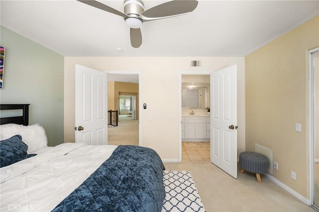 31291 Via Fajita, San Juan Capistrano, CA 92675 - bedroom featuring light colored carpet, baseboards, and a ceiling fan