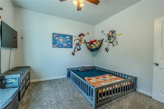 21604 Adam Dr, Tehachapi, CA 93561 - bedroom featuring carpet, baseboards, and a ceiling fan