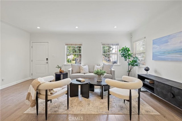 5834 Satsuma Ave, North Hollywood, CA 91601 - living area with wood finished floors, baseboards, and recessed lighting