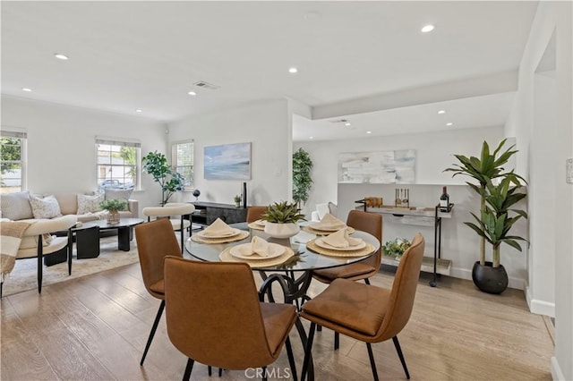 5834 Satsuma Ave, North Hollywood, CA 91601 - dining space with light wood-type flooring, recessed lighting, and baseboards