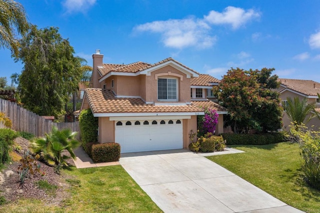 513 Shadow Tree Dr, Oceanside, CA 92058 - view of front of property featuring stucco siding, a tile roof, driveway, and a chimney