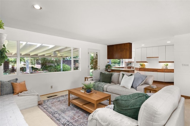1671 Plumas Way, Chico, CA 95926 - living area with healthy amount of natural light, baseboards, ceiling fan, and recessed lighting