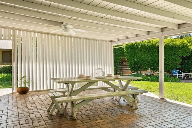 1671 Plumas Way, Chico, CA 95926 - view of patio / terrace with ceiling fan and outdoor dining area