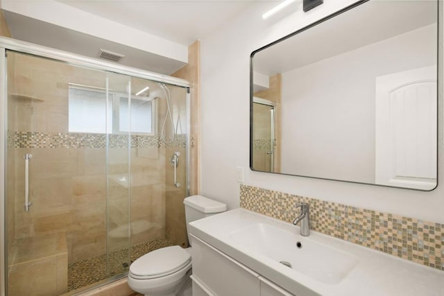 4158 Seri St, San Diego, CA 92117 - full bath with backsplash, toilet, vanity, and a shower stall