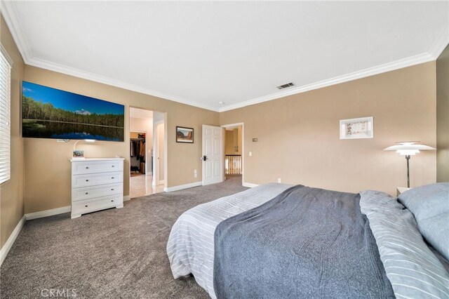 16139 Crooked Creek Ct, Chino Hills, CA 91709 - carpeted bedroom with ornamental molding, baseboards, and a walk in closet