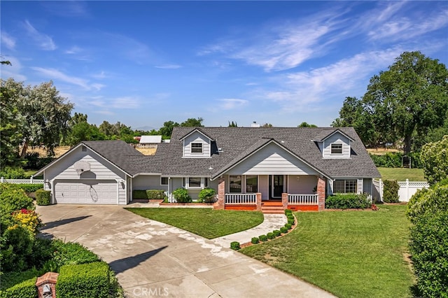 22635 Juanita Ct, Red Bluff, CA 96080 - new england style home featuring covered porch, concrete driveway, an attached garage, and roof with shingles