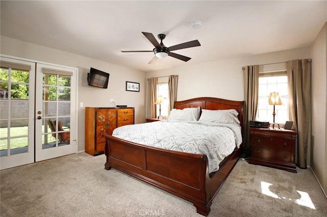 8630 Forsythe St, Sunland, CA 91040 - bedroom featuring french doors, access to outside, light colored carpet, and multiple windows