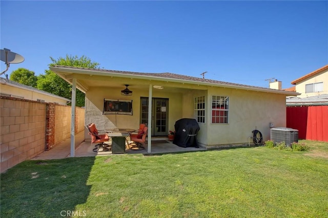 8630 Forsythe St, Sunland, CA 91040 - rear view of property featuring central air condition unit, stucco siding, a patio area, and a chimney