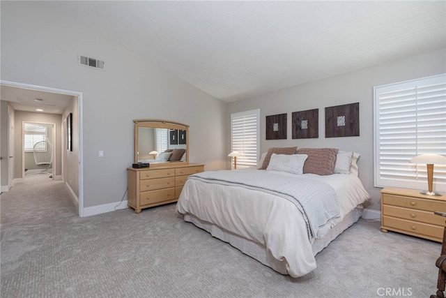 26121 Calle Cresta, Mission Viejo, CA 92692 - bedroom with light colored carpet, baseboards, and high vaulted ceiling