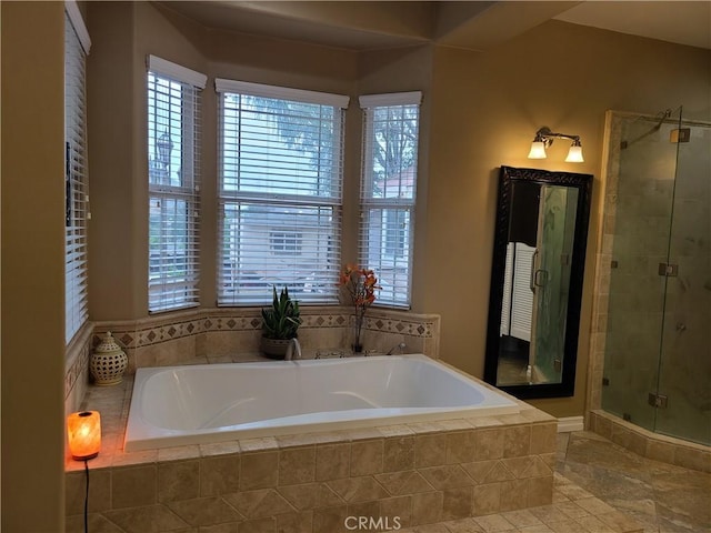 6116 Chadbourne Ave, Riverside, CA 92505 - bathroom with a shower stall, a garden tub, and healthy amount of natural light