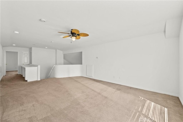 28538 Redwood Canyon Pl, Saugus, CA 91390 - unfurnished living room featuring carpet flooring, a ceiling fan, and recessed lighting