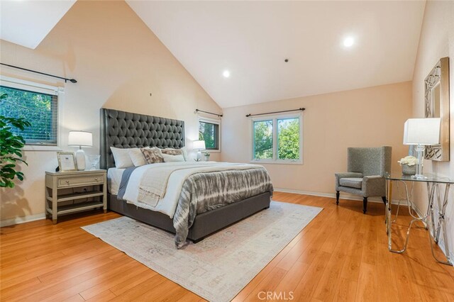 3300 Beaudry, Glendale, CA 91208 - bedroom featuring light wood-style flooring, high vaulted ceiling, and recessed lighting