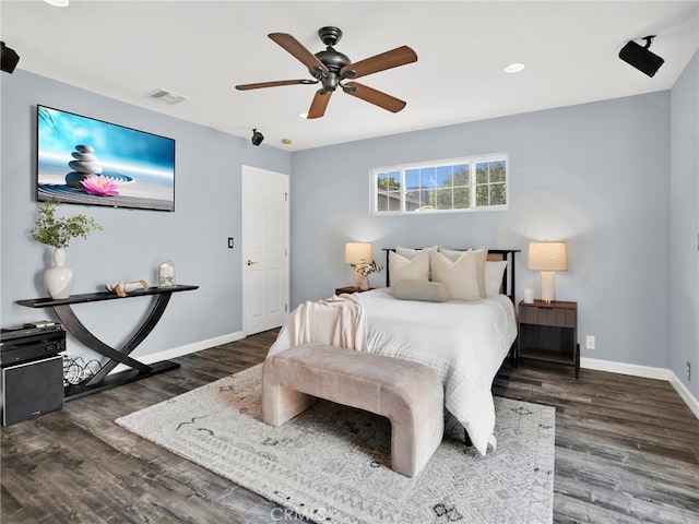 10404 Gaviota Ave, Granada Hills, CA 91344 - bedroom featuring wood finished floors, a ceiling fan, and recessed lighting