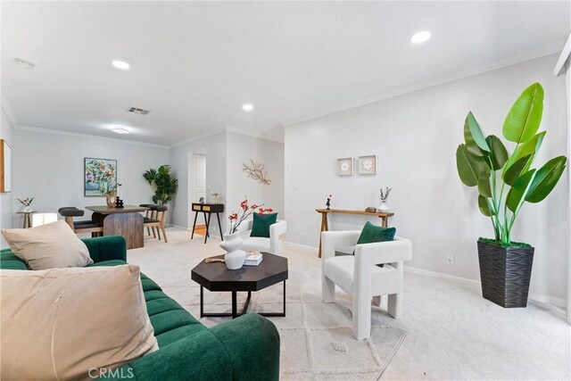 25541 Indian Hill Ln Unit P, Laguna Hills, CA 92653 - living area with light colored carpet, recessed lighting, and crown molding