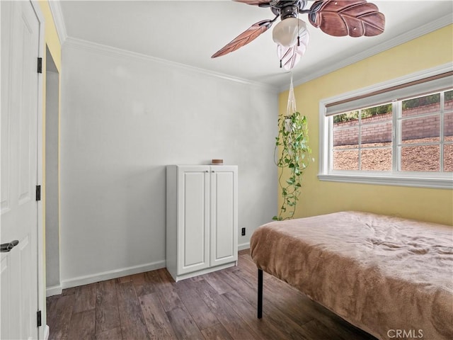 15242 Poppy Meadow St, Canyon Country, CA 91387 - bedroom with wood finished floors, crown molding, baseboards, and a ceiling fan