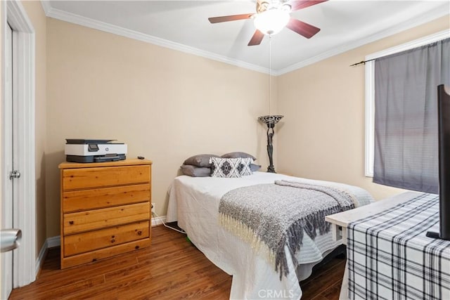 12531 Cluster Pines Rd, Garden Grove, CA 92845 - bedroom with wood finished floors, ornamental molding, baseboards, and a ceiling fan