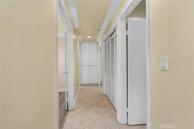 1725 Aspen Village Way, West Covina, CA 91791 - hall with light tile patterned floors, attic access, and baseboards
