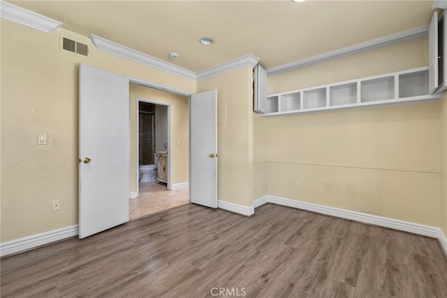 1725 Aspen Village Way, West Covina, CA 91791 - unfurnished room featuring ornamental molding, baseboards, wood finished floors, and recessed lighting